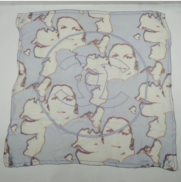 Chanel Scarf Silk Satin Wool Browns Silk Satin - Picture 6 of 9